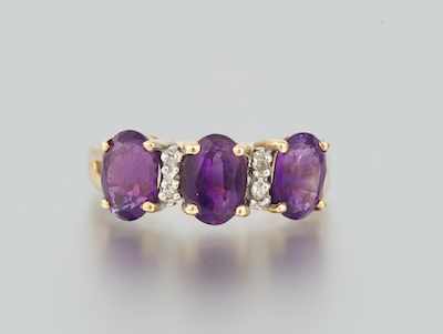 Appraisal: A Ladies' Amethyst and Diamond Ring k yellow gold ring