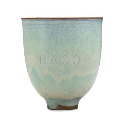 Appraisal: OTTO AND GERTRUD NATZLER Footed coupe in light blue frothy