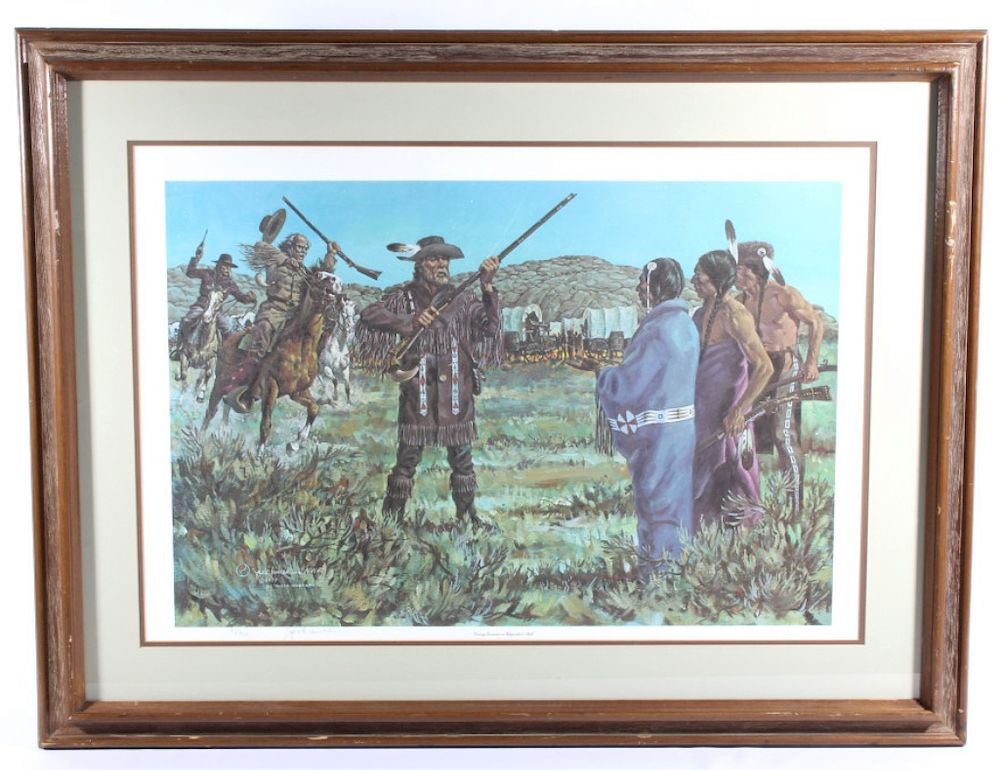 Appraisal: Original Signed Jack Hines Print Evening Encounter You are bidding