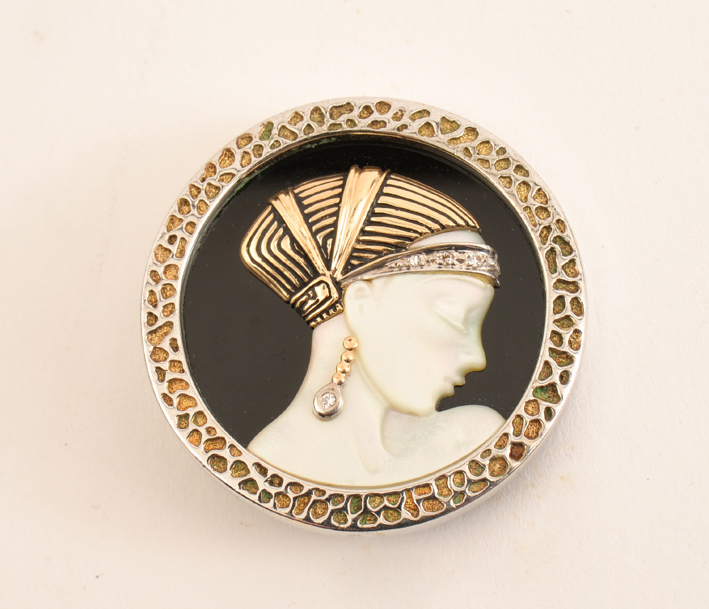 Appraisal: ERTE ''LOVE'S ENCHANTMENT'' BROOCH Erte ''Love's Enchantment'' sterling silver and