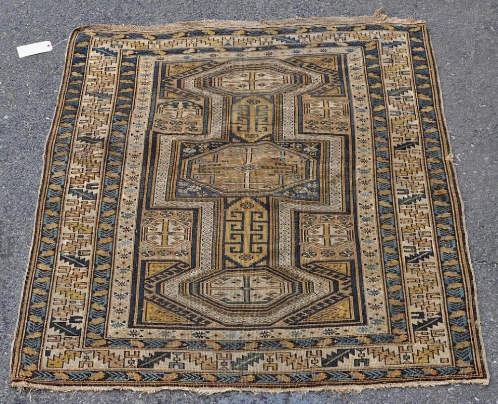 Appraisal: Caucasian Shirvan Rug Caucasian rug Shirvan type Soiling repairs end