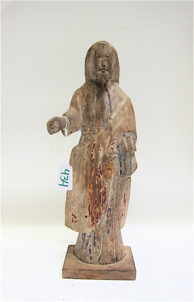 Appraisal: CARVED AND PAINTED WOOD SANTOS of a standing male robed