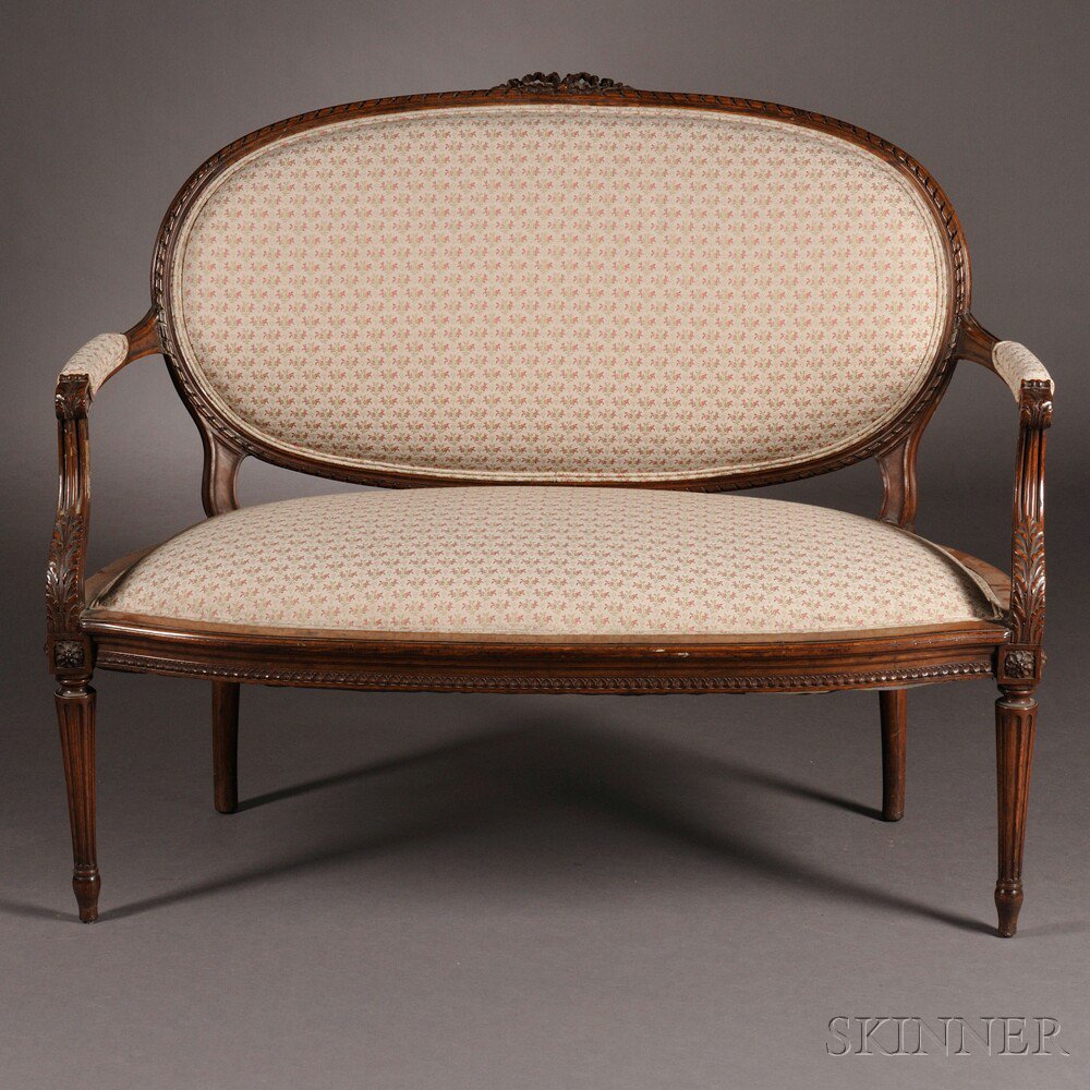 Appraisal: Louis XVI-style Upholstered Mahogany Settee th early th century the