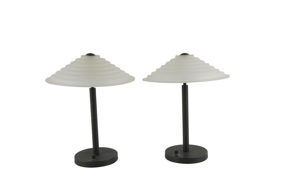 Appraisal: PAIR OF ART DECO-STYLE TABLE LAMPS st century frosted glass