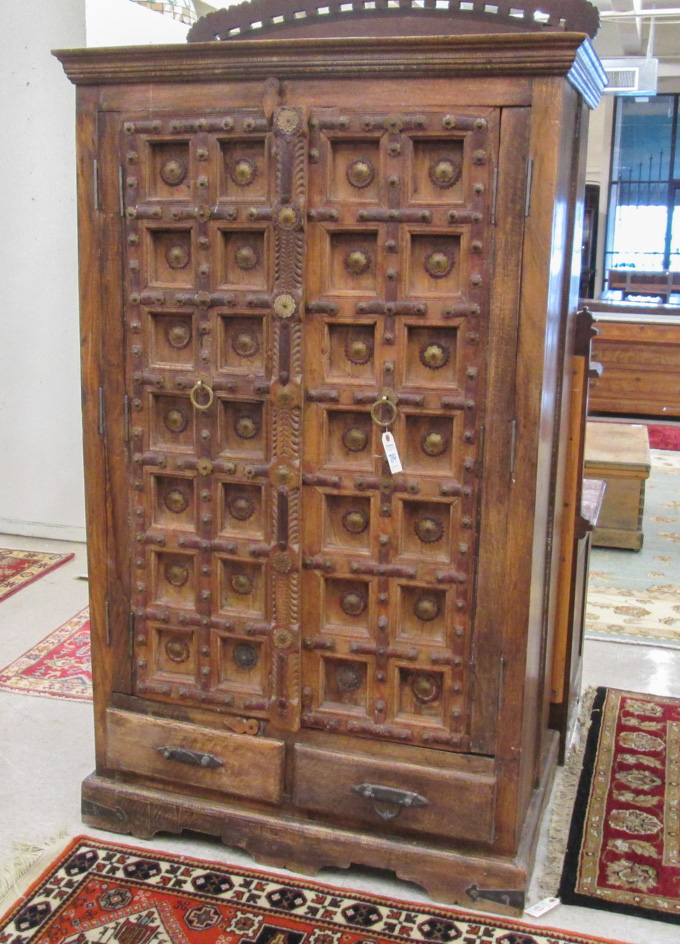 Appraisal: INDO-PORTUGUESE ARMOIRE featuring a pair of mid- th century teakwood