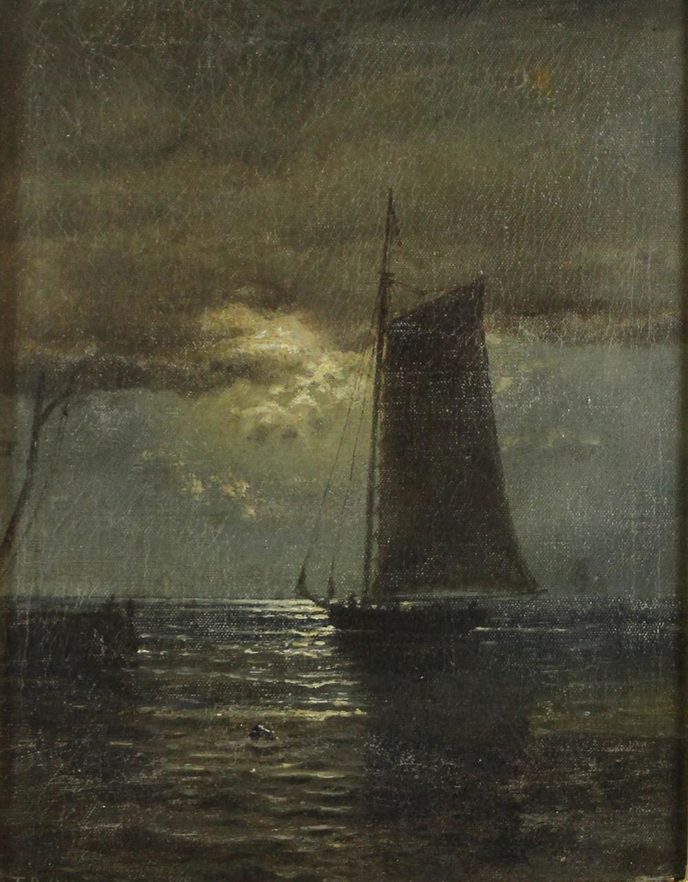 Appraisal: THOMAS OTTER AMERICAN - SAILING BY MOONLIGHT Oil on canvas