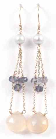 Appraisal: PAIR OF AMETHYST PEARL AND ROSE QUARTZ EARRINGS each k