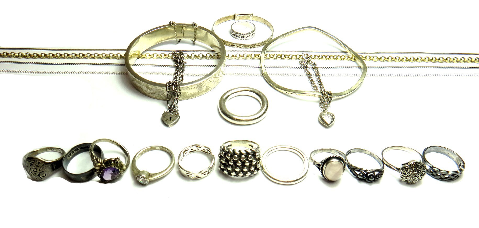 Appraisal: Mostly silver jewellery comprising a moonstone necklace a moonstone ring