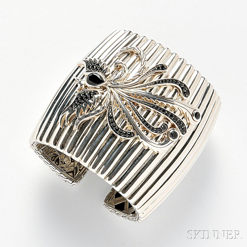 Appraisal: John Hardy Calibre Sterling Silver and Black Sapphire Oversized Cuff