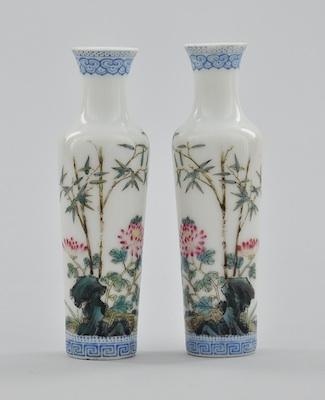 Appraisal: A Pair of Miniature Eggshell Famile Rose Vases ca Republic