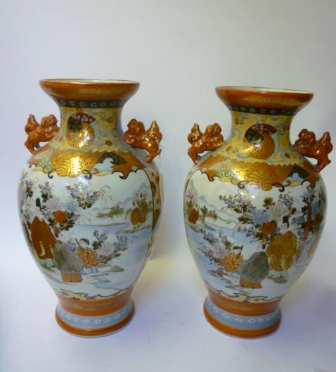 Appraisal: A PAIR OF JAPANESE KUTANI PORCELAIN VASES of baluster form