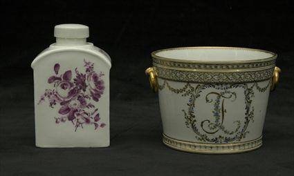 Appraisal: Meissen Puce Decorated Porcelain Tea Caddy Blue crossed swords mark