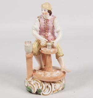 Appraisal: EARLY ENGLISH DERBY FIGURE DEPICTING A POTTER SITTING BY HIS