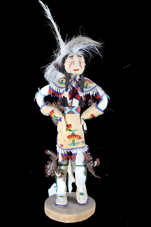 Appraisal: Shoshone Beaded Hide Doll circa 's The lot features an