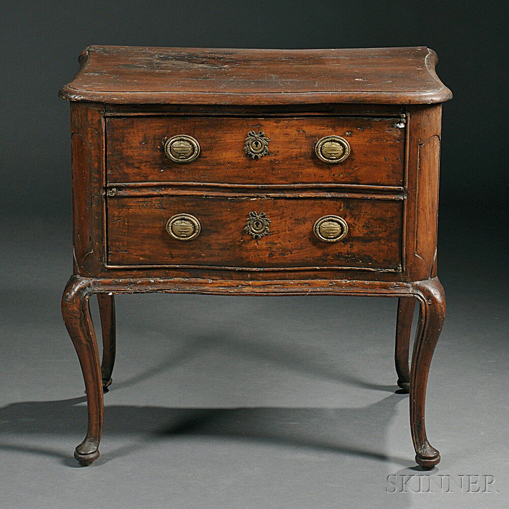 Appraisal: Louis XV Provincial Walnut Serpentine Commode th century with a