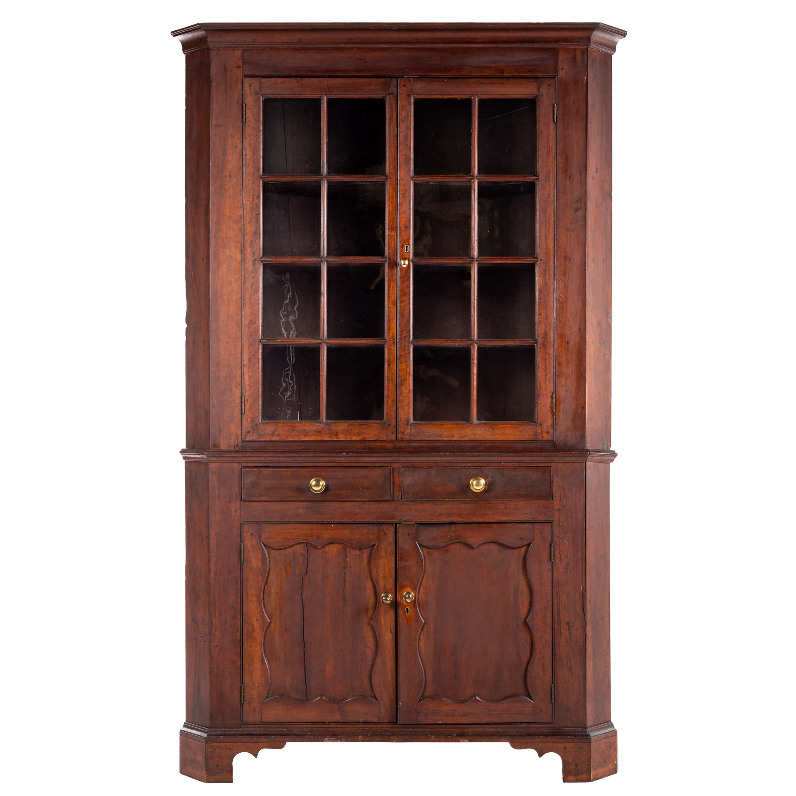 Appraisal: FEDERAL CHERRY CORNER CUPBOARD Pennsylvania circa - upper case with