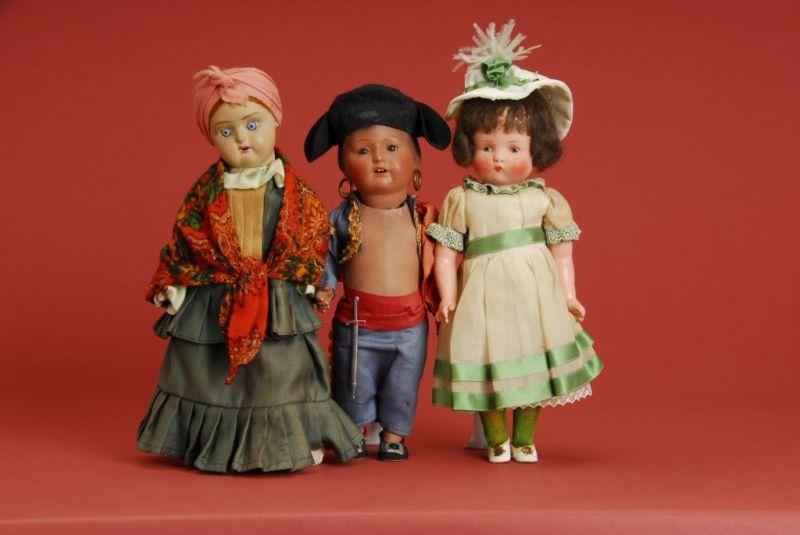 Appraisal: Lot Three Composition Dolls Lot includes a German composition Just