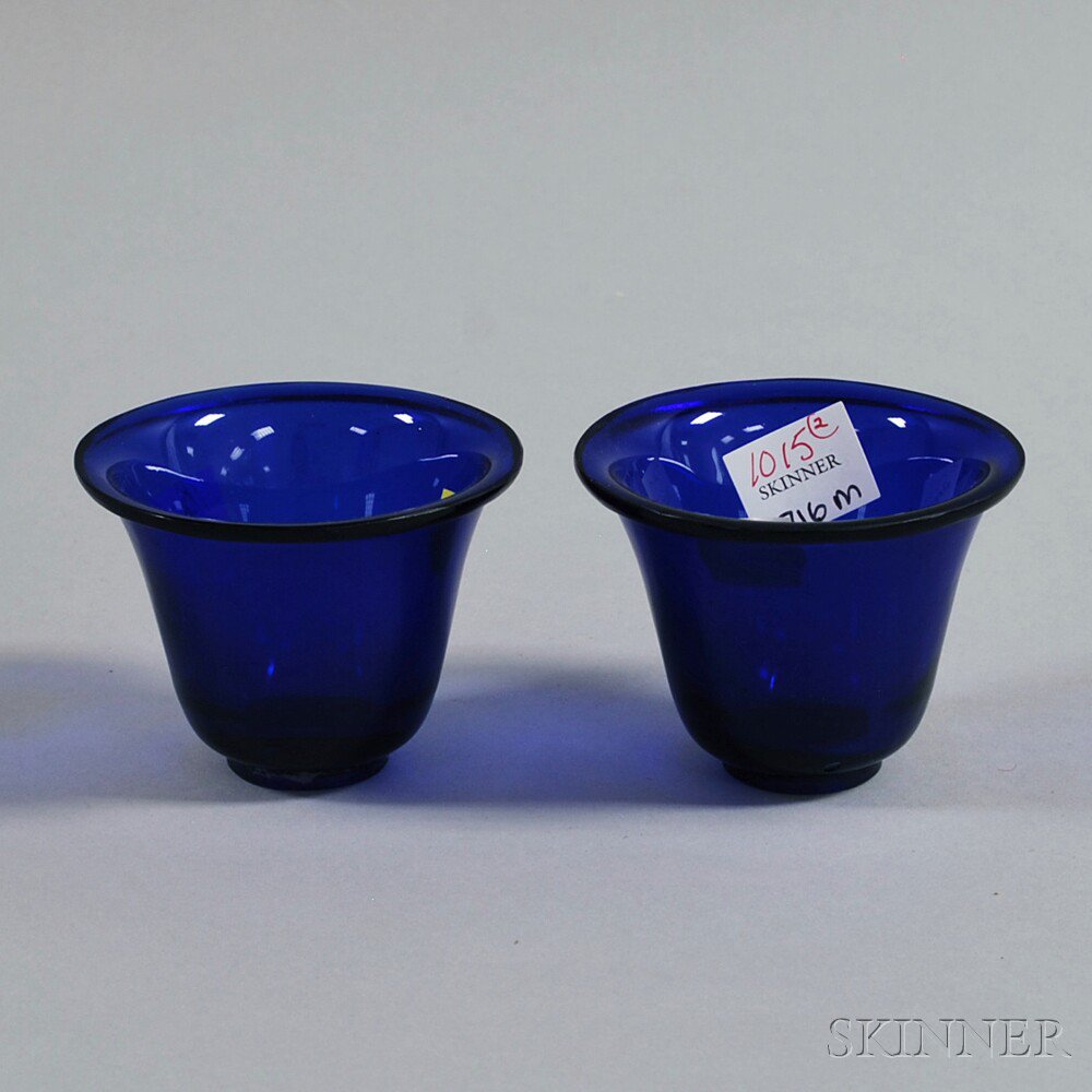 Appraisal: Pair of Blue Peking Glass Cups China oval forms with