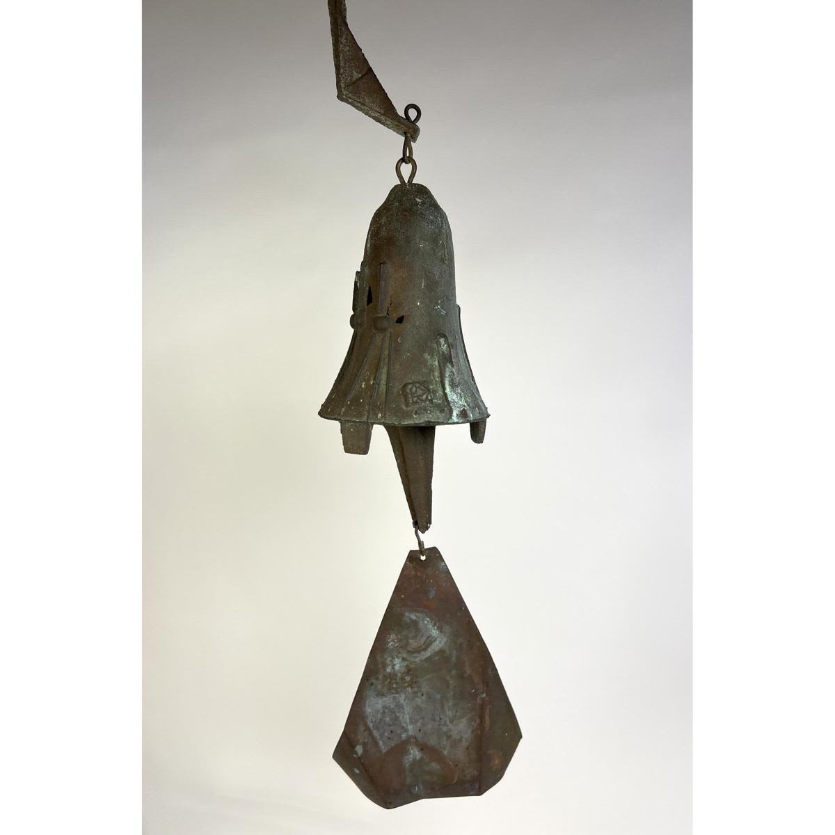 Appraisal: PAOLO SOLERI for ARCOSANTI Bronze Wind Bell Chime Verdigris Patina