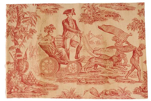 Appraisal: GEORGE WASHINGTON TOILE DE JOUY REMNANT French ca A textile