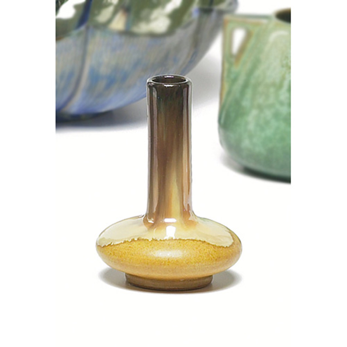 Appraisal: Fulper vase flattened bottom covered with a yellow and brown