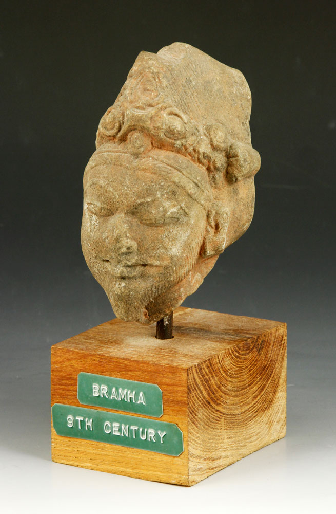 Appraisal: - Khmer Rare Sculpted Head of Brahma Rare sculpted head