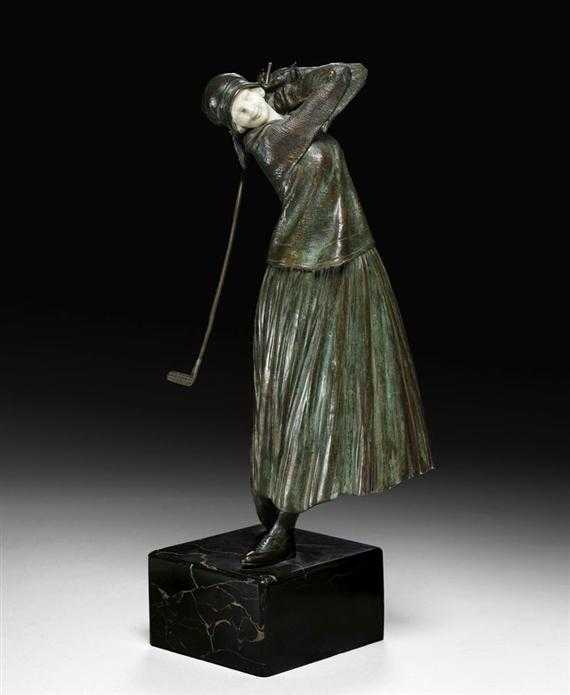 Appraisal: DEMETHER CHIPARUS Golfeuse Sign e Bronze et ivoire DEMETER H