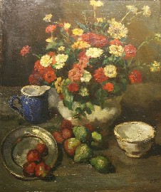 Appraisal: European Twentieth Century School Still Life with Fruit Jug and