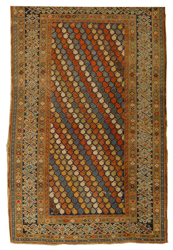 Appraisal: ORIENTAL RUG CAUCASIAN ' x ' Diagonal rows of multicolor