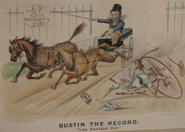 Appraisal: Currier Ives Bustin the Record Time Knocked Out colored lithograph