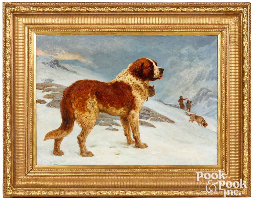 Appraisal: Basil Bradley oil on canvas Saint Bernard Basil Bradley British