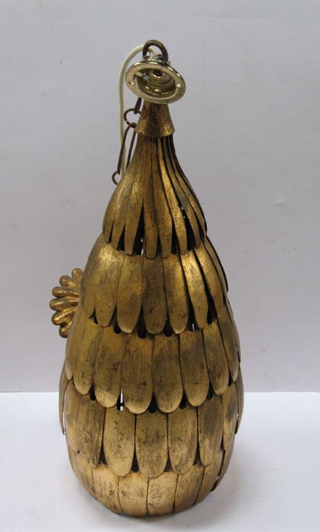 Appraisal: AN EARLY TH CENTURY GILT METAL HANGING LIGHT FITTING comprising