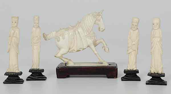 Appraisal: Chinese Ivory Carvings China An assembled group of four carved