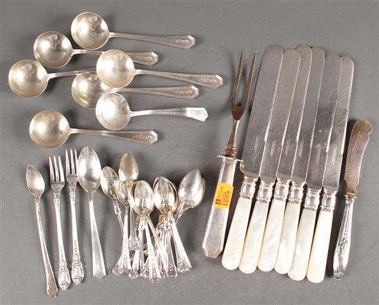 Appraisal: Assorted American silver flatware including Whiting Art Nouveau style demitasse