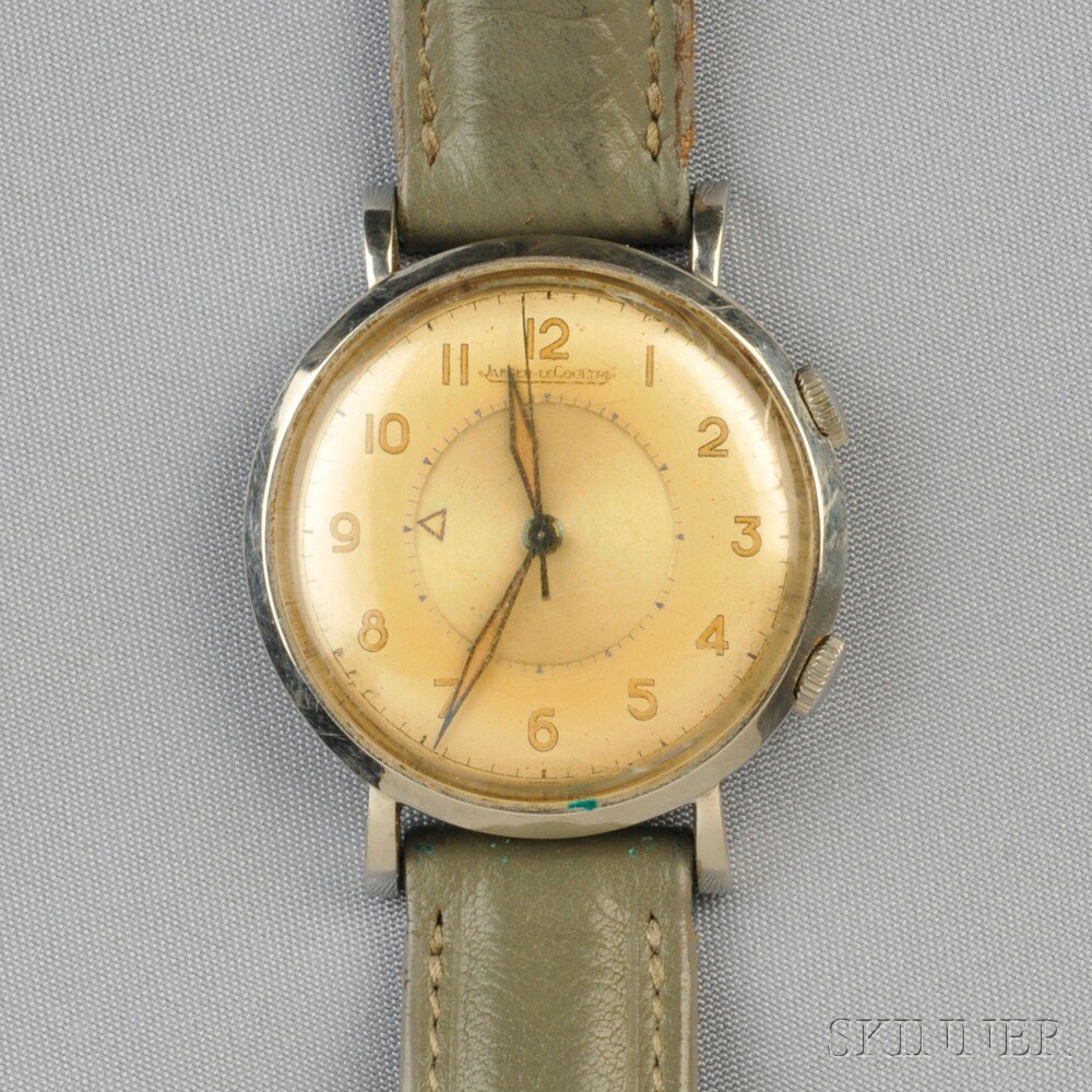 Appraisal: Stainless Steel Memovox Wristwatch Jaeger LeCoultre the two-tone dial with