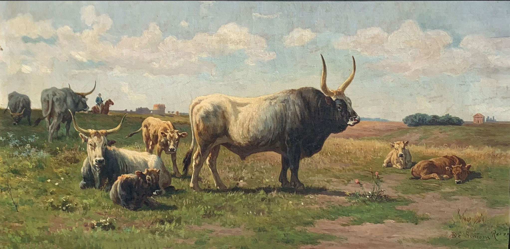 Appraisal: GOOD ITALIAN PAINTING LANDSCAPE WITH CATTLE BY A DE SIMONE