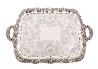 Appraisal: Large Regency Old Sheffield Plate Silver Tray English first quarter