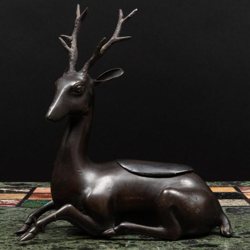 Appraisal: Japanese Bronze Stag Form Censer x x in Condition In