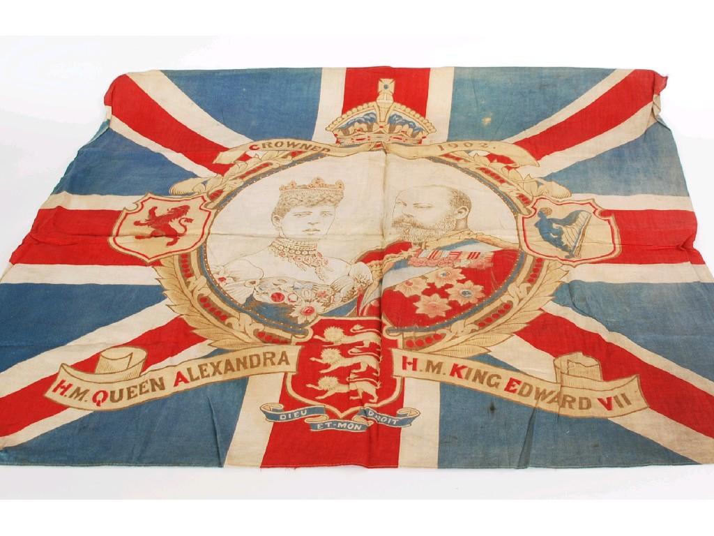 Appraisal: EDWARD VII CORONATION SOUVENIR PRINTED COTTON FLAG EST -