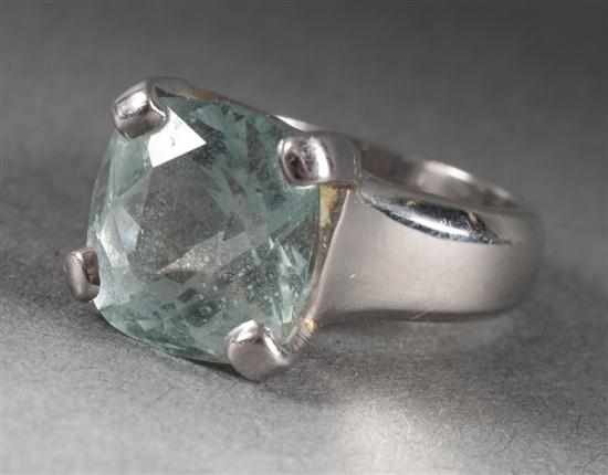 Appraisal: Jeff Cooper platinum and aquamarine cocktail ring interior of band