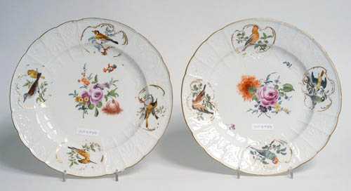 Appraisal: A PAIR OF PLATES WITH ORNITHOLOGICAL DECORATION Meissen circa -