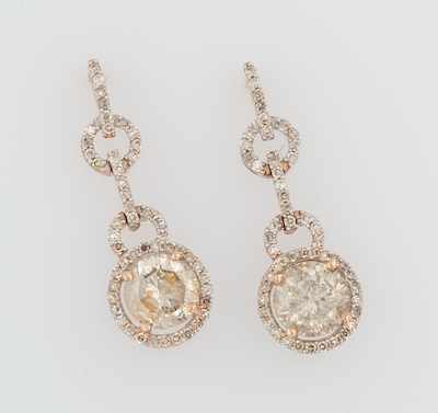 Appraisal: A Pair of Rose Gold and Diamond Earrings k rose