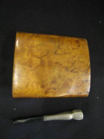 Appraisal: Burl Maple Cigarette Case with sterling cigarette holder