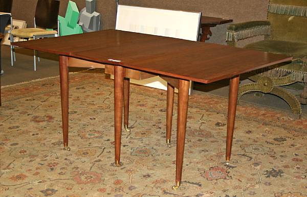 Appraisal: A Contemporary walnut drop leaf dining table height in width