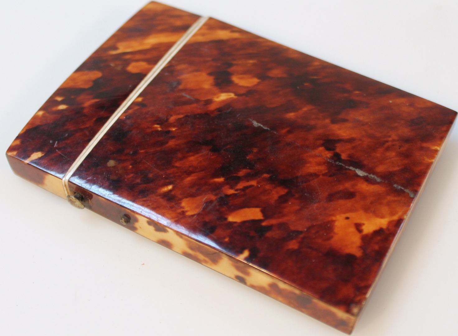 Appraisal: A Victorian tortoiseshell card case the rectangular body with hinged