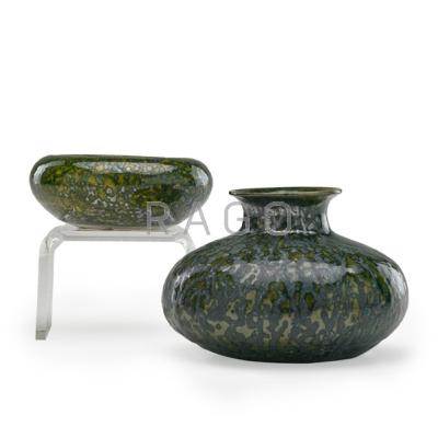 Appraisal: GEORGE OHR - Two small vessels speckled green and gunmetal