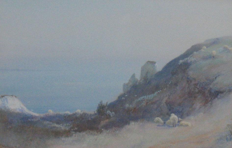 Appraisal: JOHN WHITE Sheep on a cliff top with rocks and