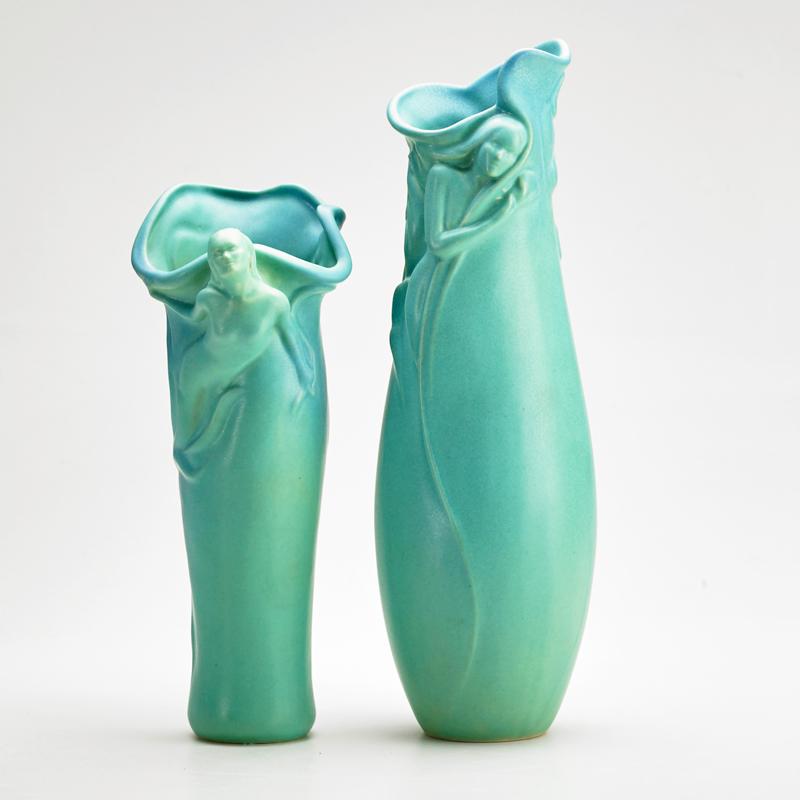 Appraisal: VAN BRIGGLE COLLECTOR SOCIETY Two Lorelei style vases in Ming