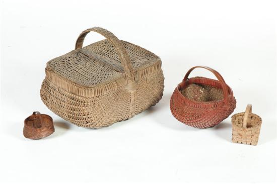 Appraisal: FOUR BASKETS American early th century woven splint All with