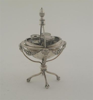 Appraisal: A rare George III globe inkstand on four scroll legs